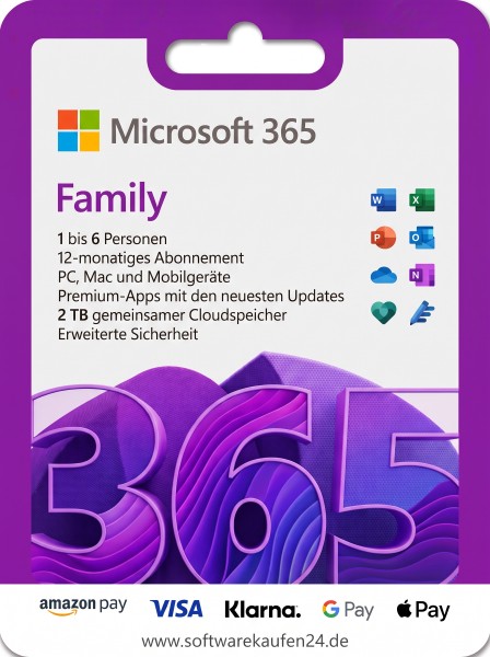 Microsoft Office 365 Family | für PC/Mac/Mobilgeräte